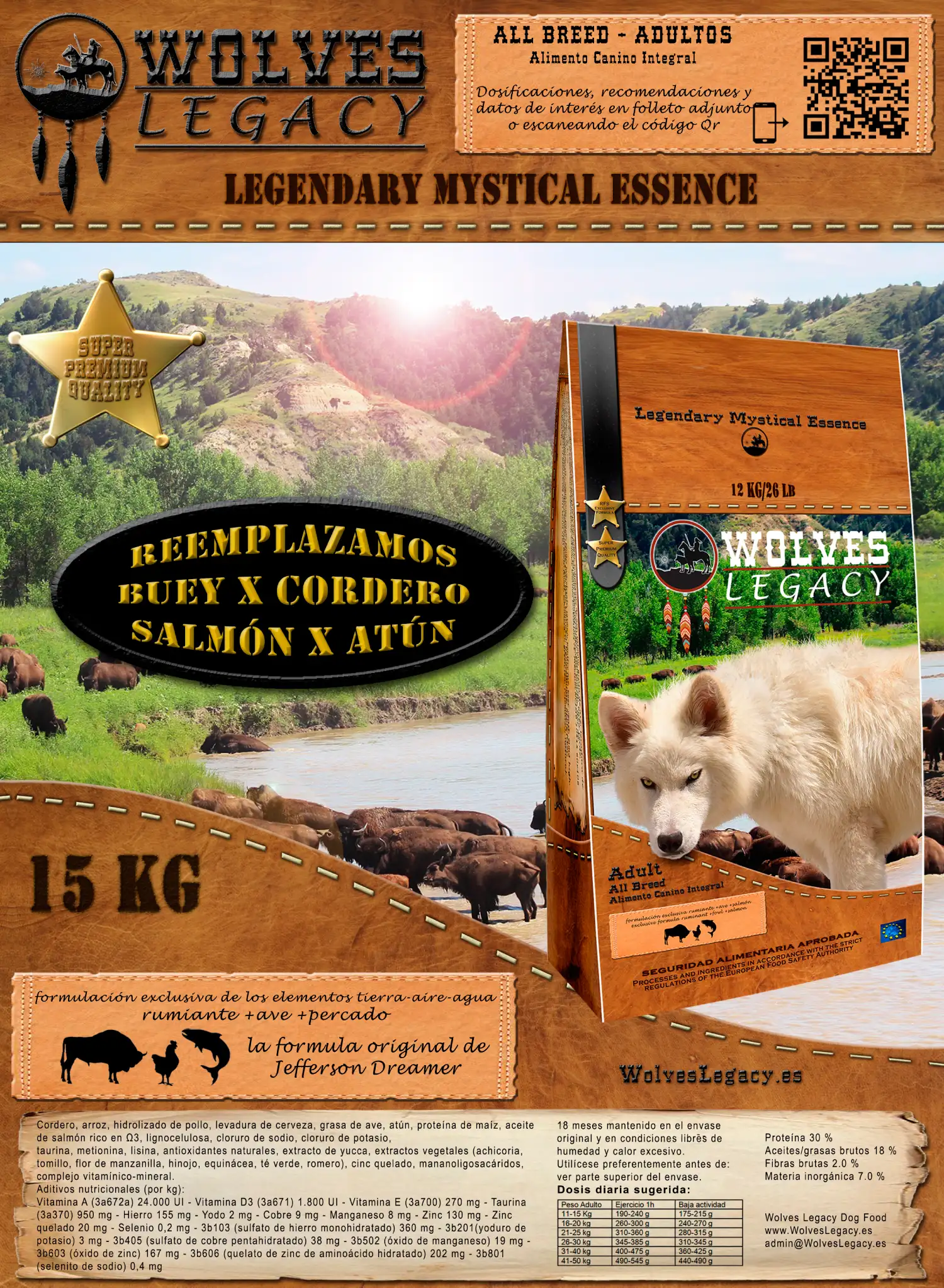 Wolves Legacy Cordero Pollo Atún - Adultos 15 kg
